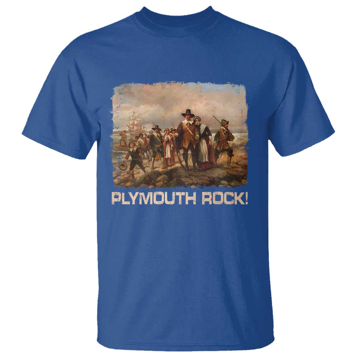 Plymouth Rock T Shirt Mayflower Pilgrims Thanksgiving History - Wonder Print Shop