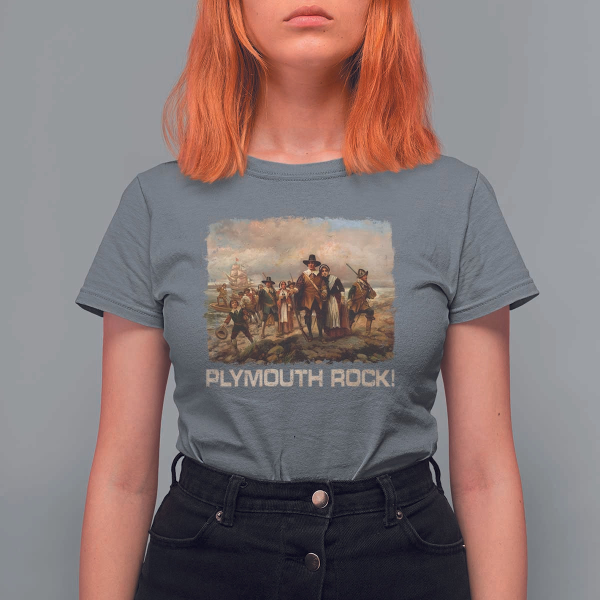Plymouth Rock T Shirt For Women Mayflower Pilgrims Thanksgiving History - Wonder Print Shop
