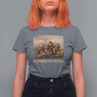 Plymouth Rock T Shirt For Women Mayflower Pilgrims Thanksgiving History - Wonder Print Shop