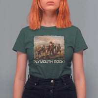 Plymouth Rock T Shirt For Women Mayflower Pilgrims Thanksgiving History - Wonder Print Shop