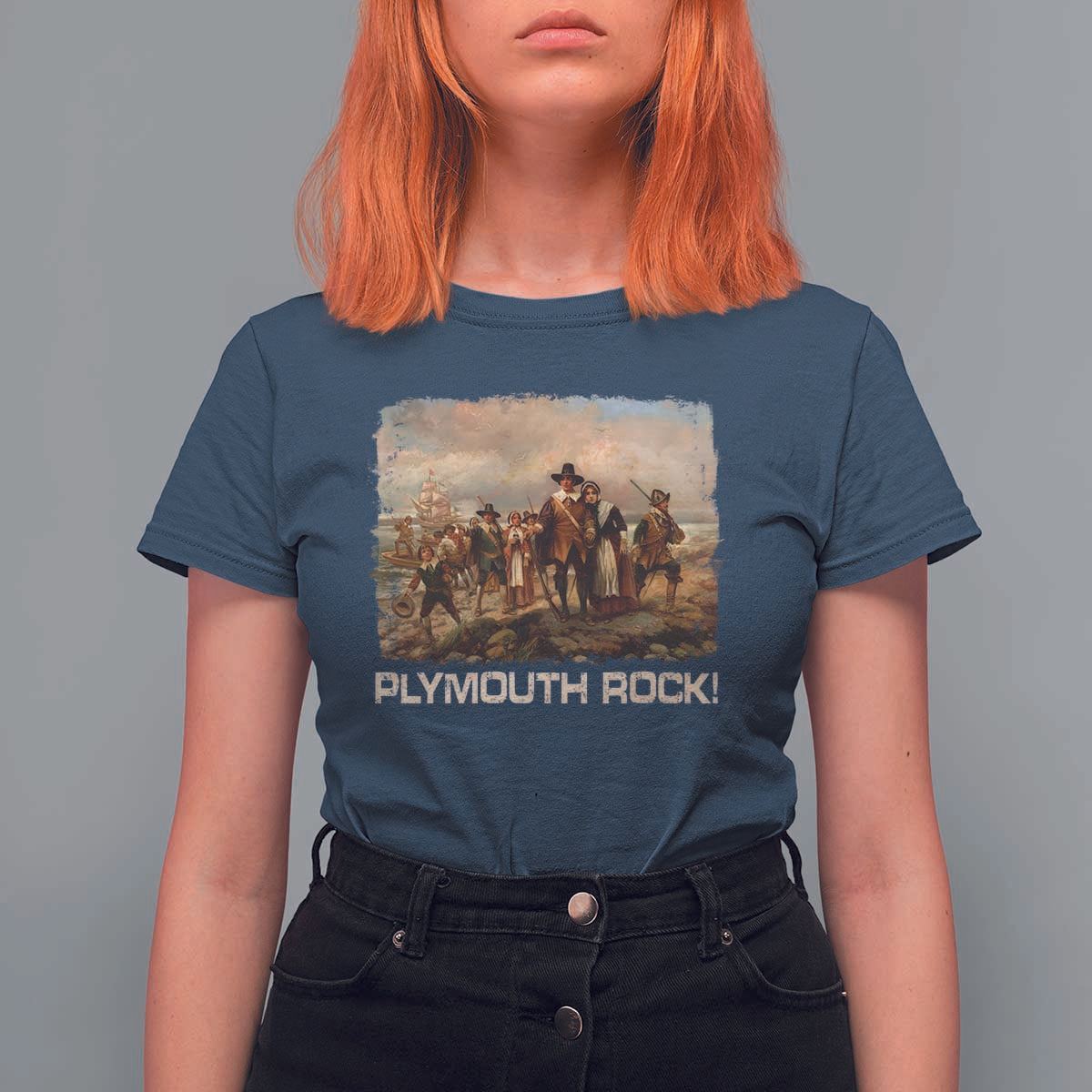 Plymouth Rock T Shirt For Women Mayflower Pilgrims Thanksgiving History - Wonder Print Shop