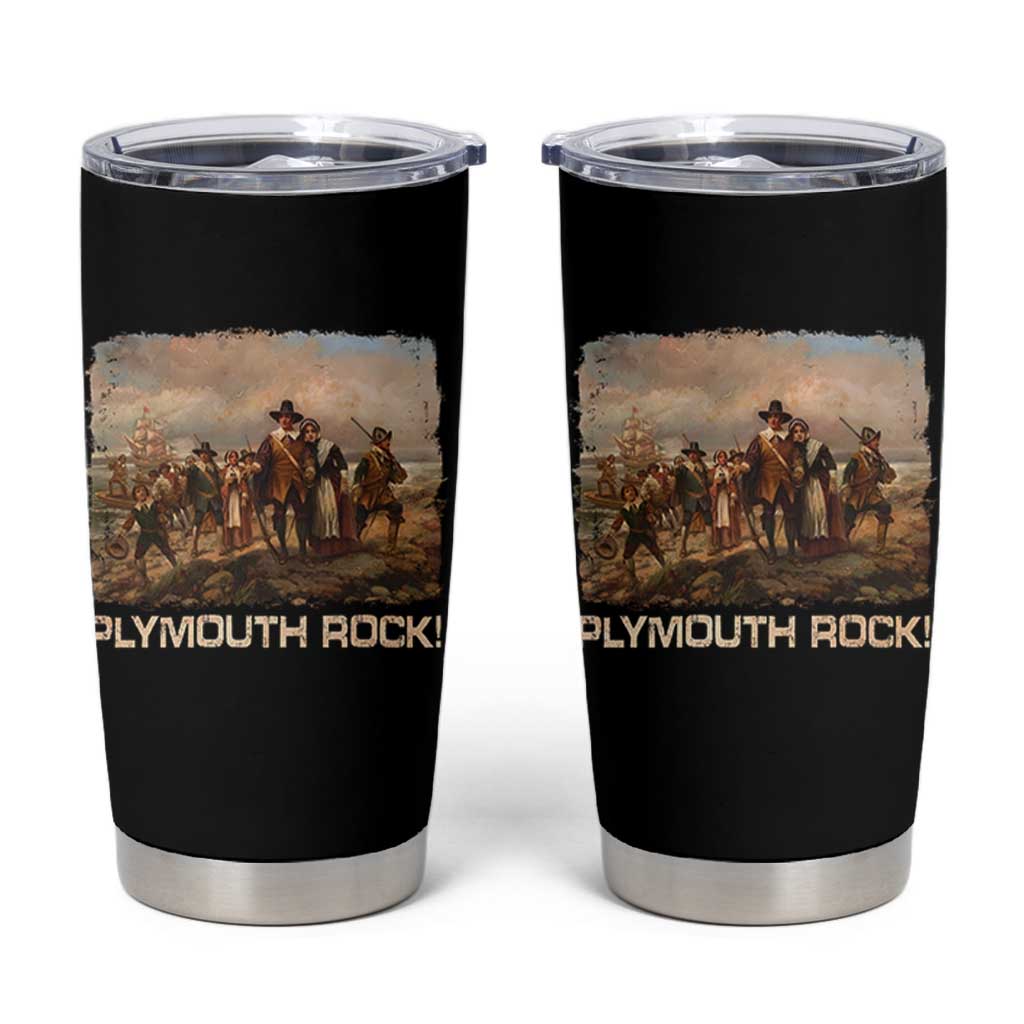 Plymouth Rock Tumbler Cup Mayflower Pilgrims Thanksgiving History - Wonder Print Shop
