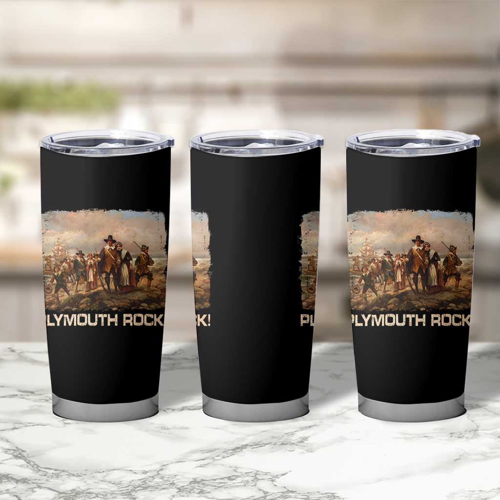 Plymouth Rock Tumbler Cup Mayflower Pilgrims Thanksgiving History - Wonder Print Shop