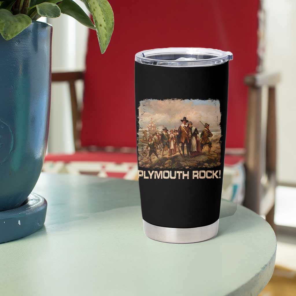 Plymouth Rock Tumbler Cup Mayflower Pilgrims Thanksgiving History - Wonder Print Shop