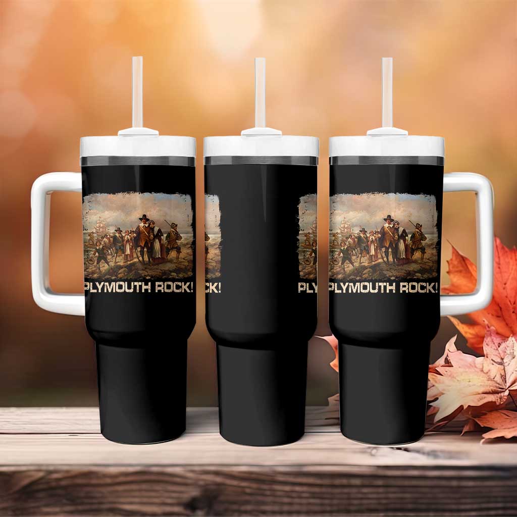 Plymouth Rock Tumbler With Handle Mayflower Pilgrims Thanksgiving History - Wonder Print Shop