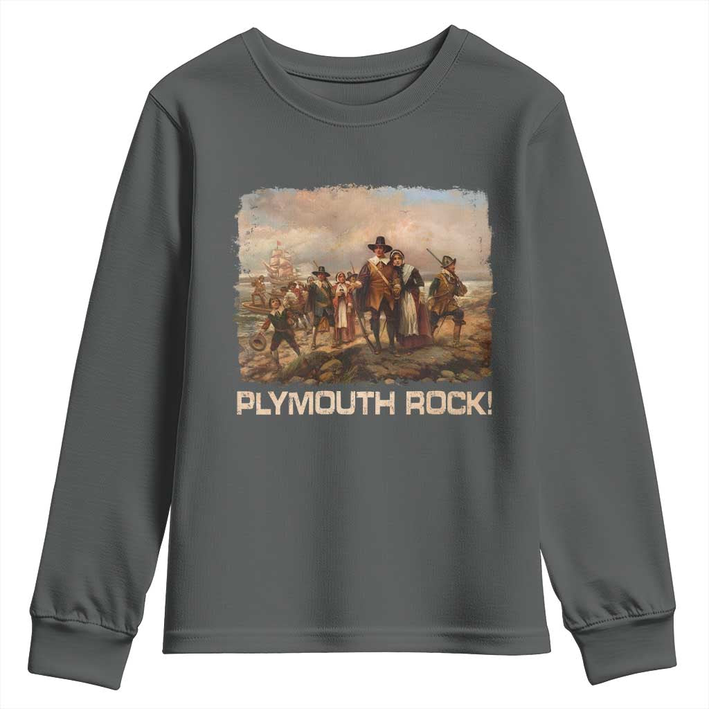 Plymouth Rock Youth Sweatshirt Mayflower Pilgrims Thanksgiving History - Wonder Print Shop