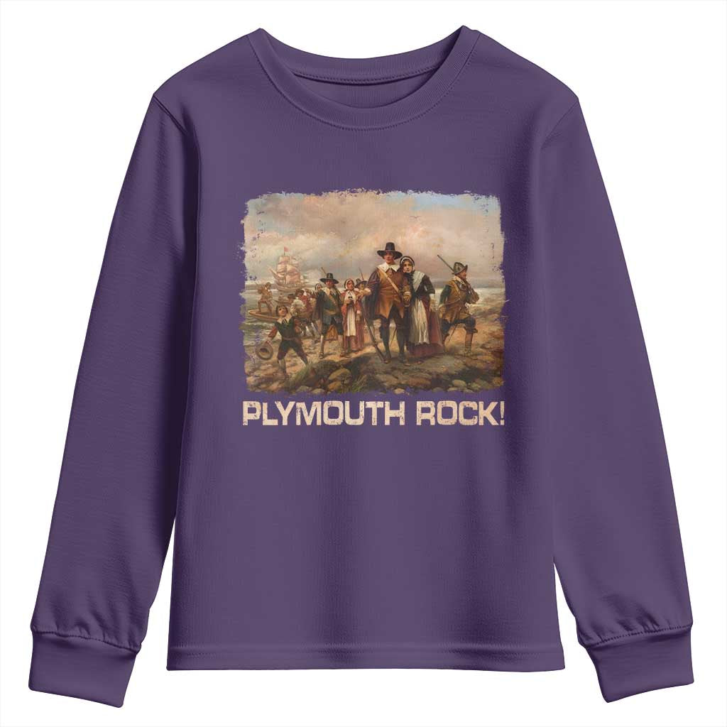 Plymouth Rock Youth Sweatshirt Mayflower Pilgrims Thanksgiving History - Wonder Print Shop
