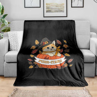 Funny Thanksgiving Cat Lover Throw Blanket Purritans Pilgrim Puritans Hat - Wonder Print Shop