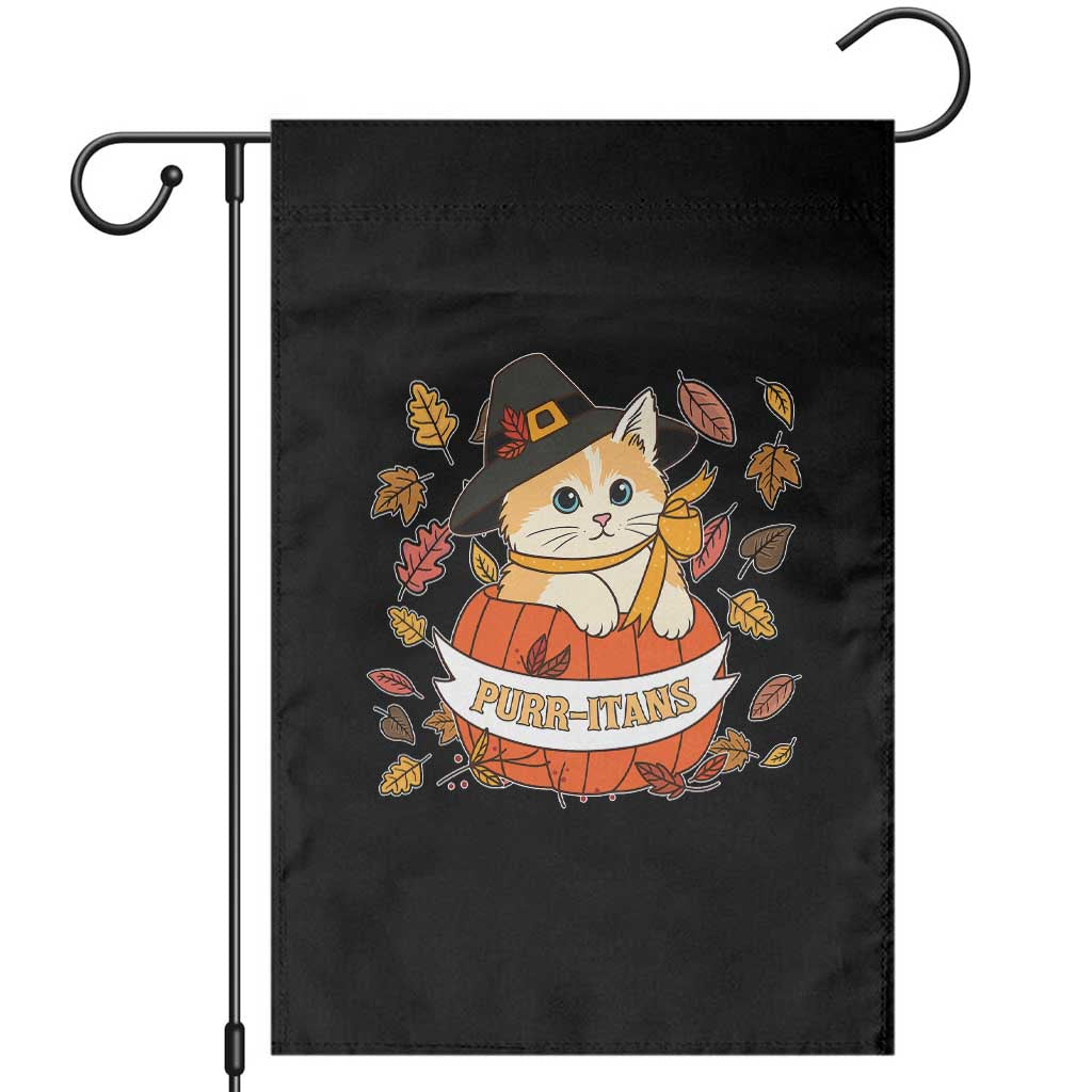 Funny Thanksgiving Cat Lover Garden Flag Purritans Pilgrim Puritans Hat - Wonder Print Shop