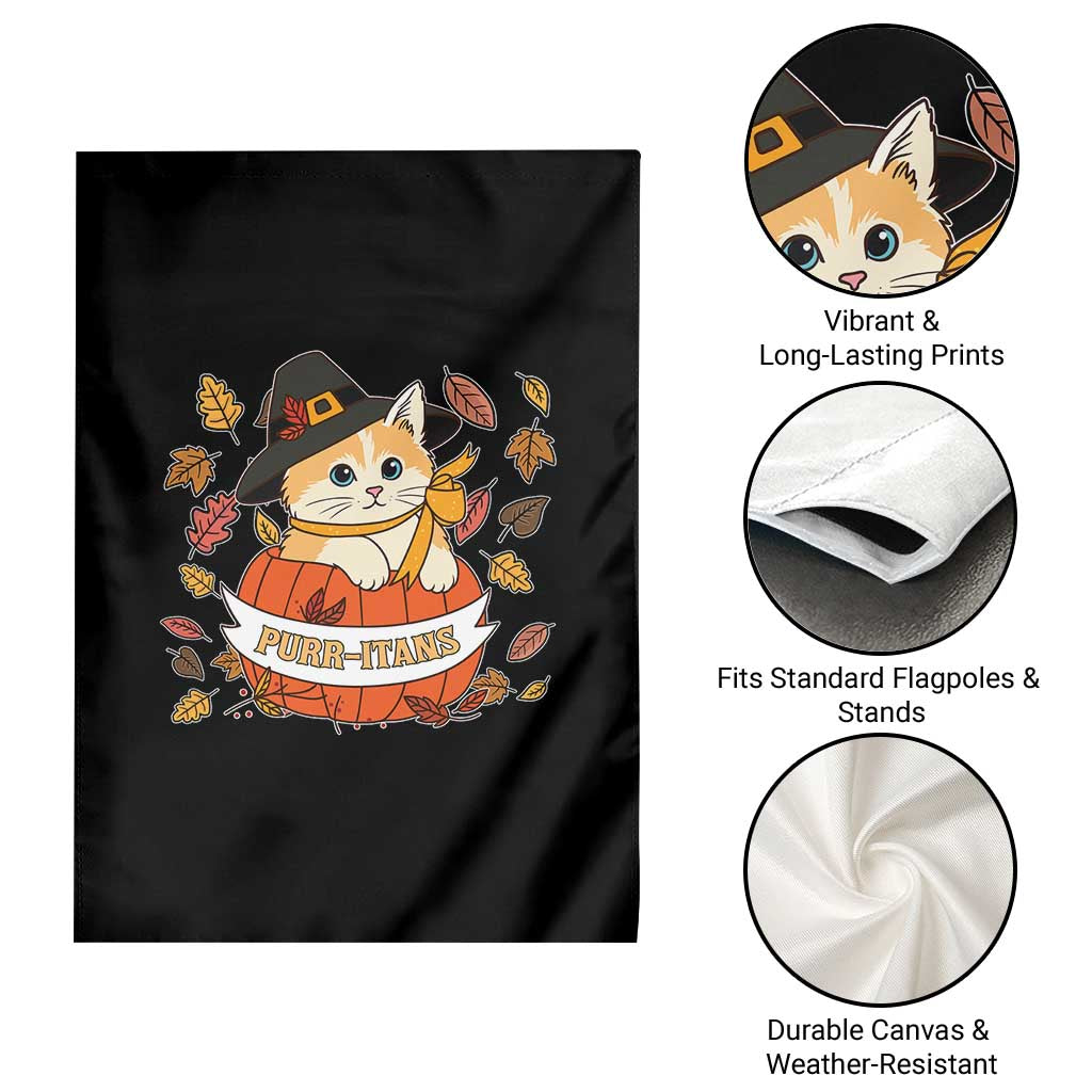 Funny Thanksgiving Cat Lover Garden Flag Purritans Pilgrim Puritans Hat - Wonder Print Shop
