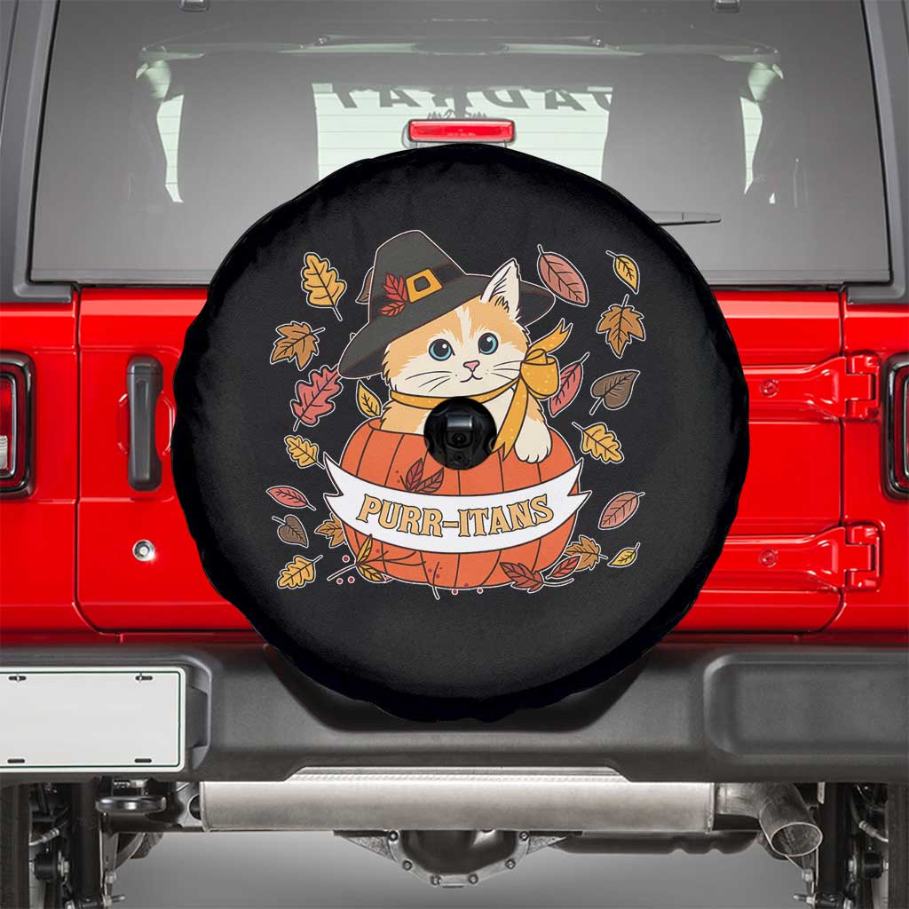 Funny Thanksgiving Cat Lover Spare Tire Cover Purritans Pilgrim Puritans Hat - Wonder Print Shop
