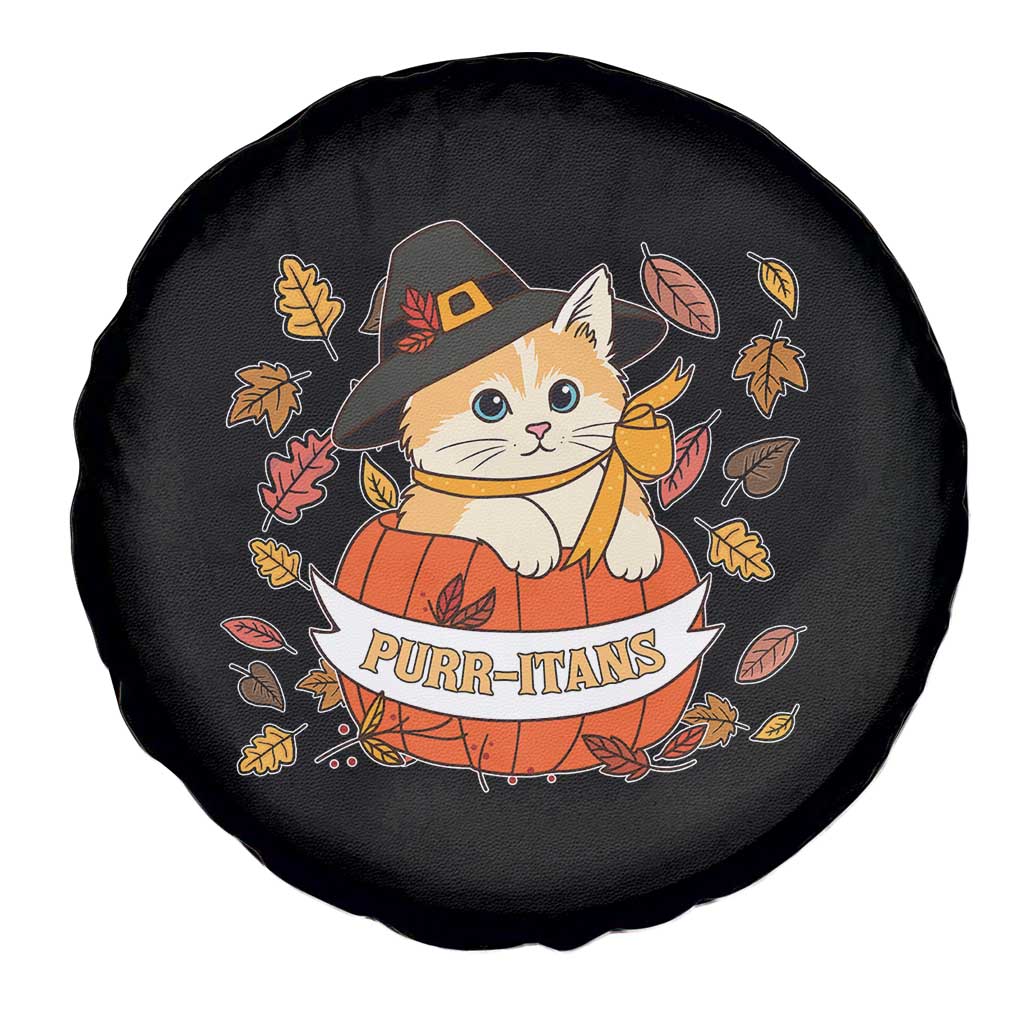 Funny Thanksgiving Cat Lover Spare Tire Cover Purritans Pilgrim Puritans Hat - Wonder Print Shop