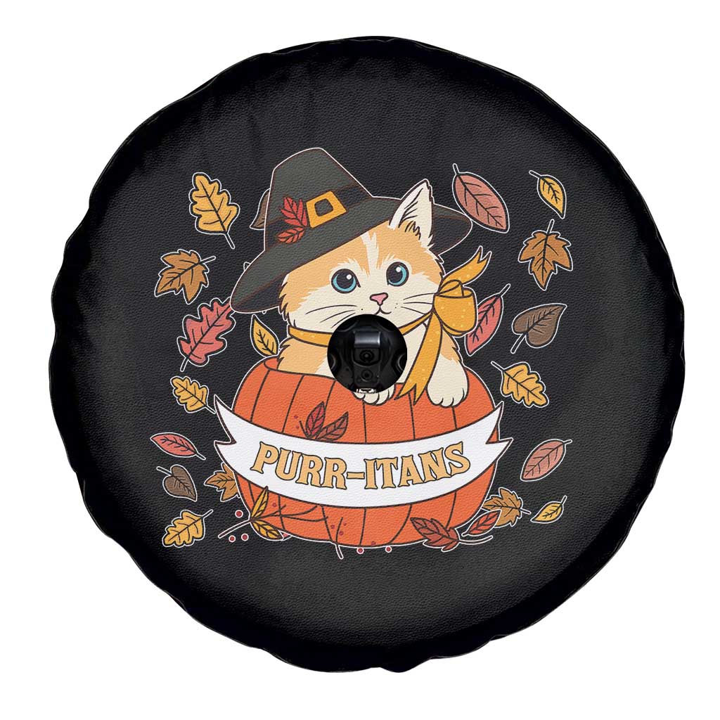 Funny Thanksgiving Cat Lover Spare Tire Cover Purritans Pilgrim Puritans Hat - Wonder Print Shop
