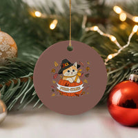 Funny Thanksgiving Cat Lover Ceramic Ornament Purritans Pilgrim Puritans Hat - Wonder Print Shop