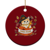 Funny Thanksgiving Cat Lover Ceramic Ornament Purritans Pilgrim Puritans Hat - Wonder Print Shop