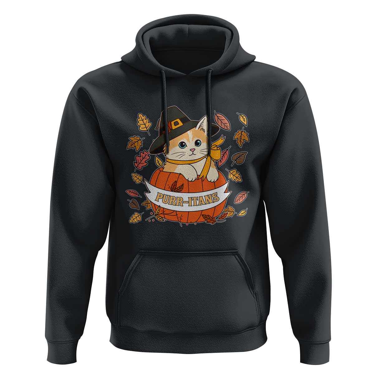 Funny Thanksgiving Cat Lover Hoodie Purritans Pilgrim Puritans Hat - Wonder Print Shop