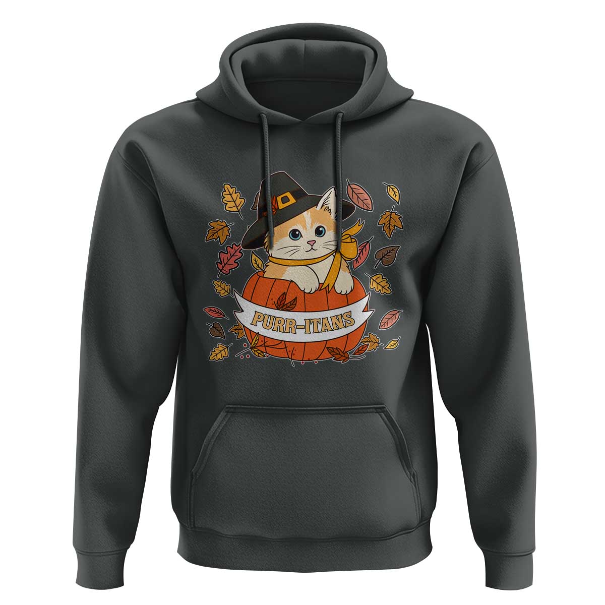 Funny Thanksgiving Cat Lover Hoodie Purritans Pilgrim Puritans Hat - Wonder Print Shop
