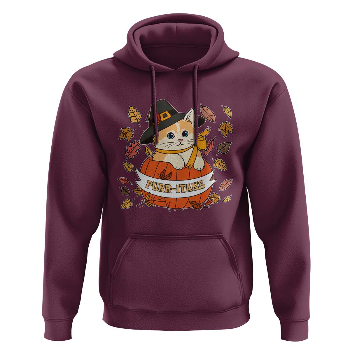 Funny Thanksgiving Cat Lover Hoodie Purritans Pilgrim Puritans Hat - Wonder Print Shop