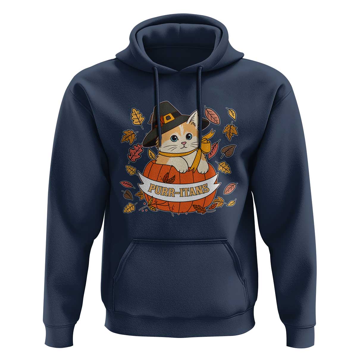 Funny Thanksgiving Cat Lover Hoodie Purritans Pilgrim Puritans Hat - Wonder Print Shop