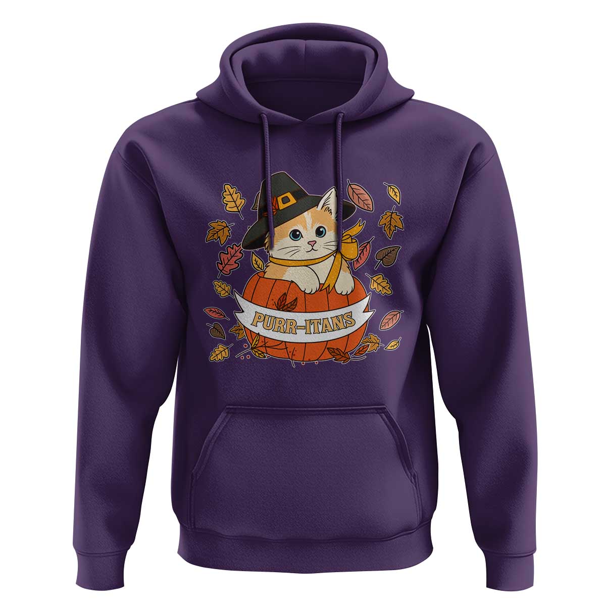 Funny Thanksgiving Cat Lover Hoodie Purritans Pilgrim Puritans Hat - Wonder Print Shop