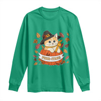 Funny Thanksgiving Cat Lover Long Sleeve Shirt Purritans Pilgrim Puritans Hat - Wonder Print Shop