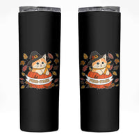 Funny Thanksgiving Cat Lover Skinny Tumbler Purritans Pilgrim Puritans Hat - Wonder Print Shop