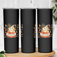 Funny Thanksgiving Cat Lover Skinny Tumbler Purritans Pilgrim Puritans Hat - Wonder Print Shop
