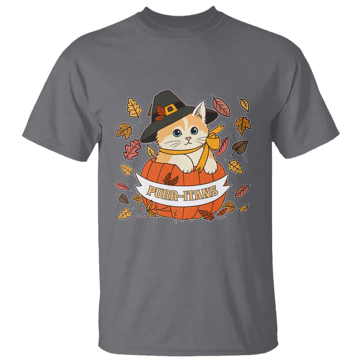 Funny Thanksgiving Cat Lover T Shirt Purritans Pilgrim Puritans Hat - Wonder Print Shop