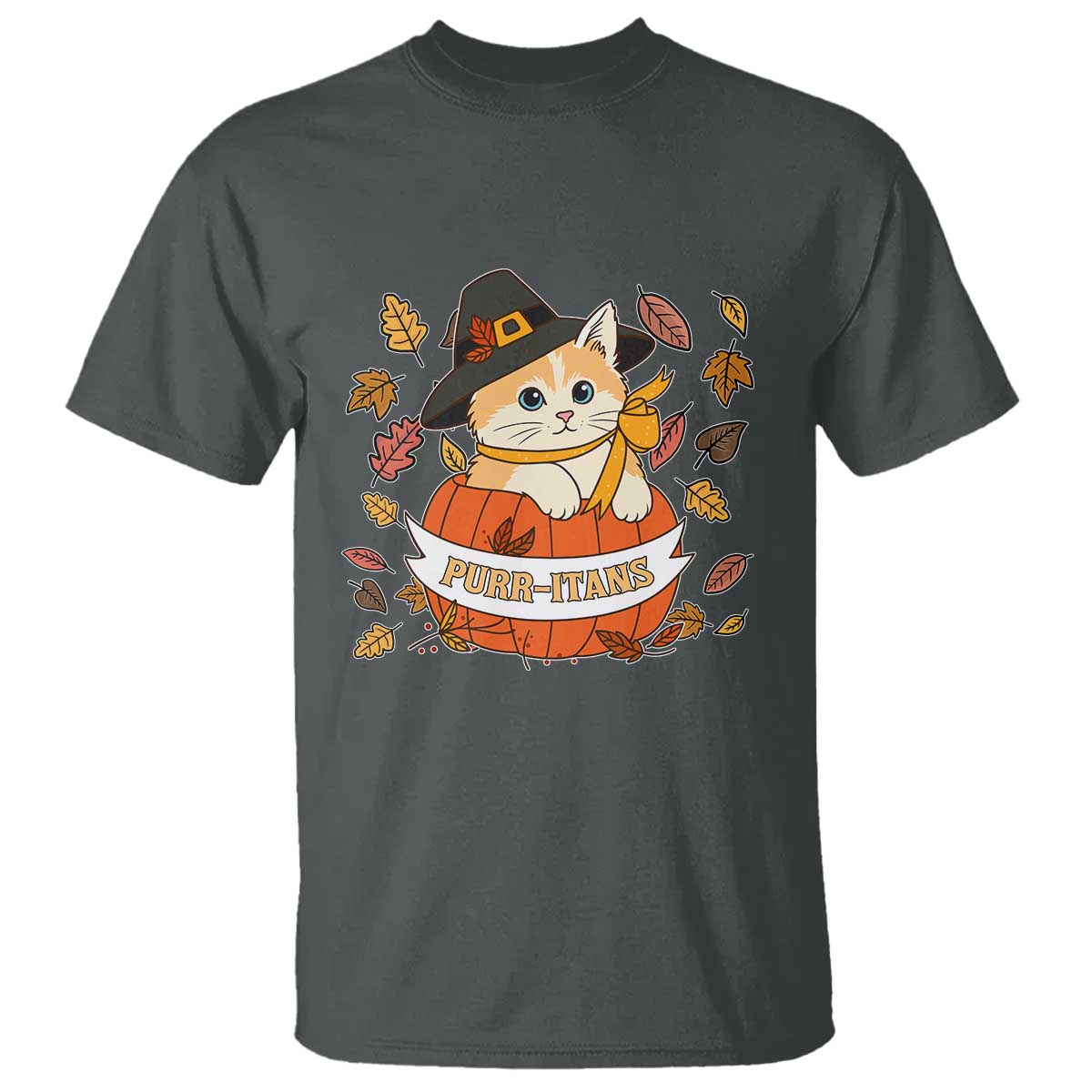 Funny Thanksgiving Cat Lover T Shirt Purritans Pilgrim Puritans Hat - Wonder Print Shop