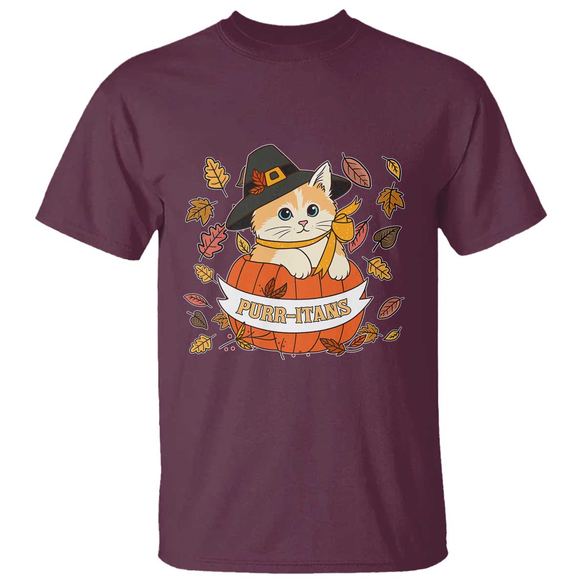 Funny Thanksgiving Cat Lover T Shirt Purritans Pilgrim Puritans Hat - Wonder Print Shop