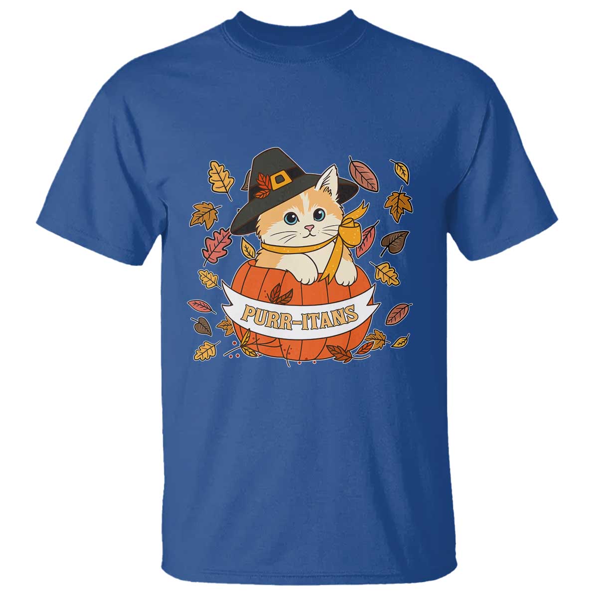Funny Thanksgiving Cat Lover T Shirt Purritans Pilgrim Puritans Hat - Wonder Print Shop