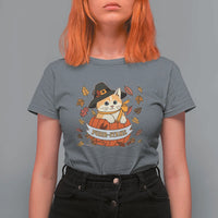 Funny Thanksgiving Cat Lover T Shirt For Women Purritans Pilgrim Puritans Hat - Wonder Print Shop