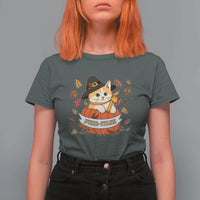 Funny Thanksgiving Cat Lover T Shirt For Women Purritans Pilgrim Puritans Hat - Wonder Print Shop