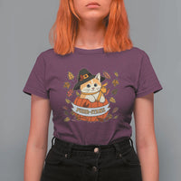 Funny Thanksgiving Cat Lover T Shirt For Women Purritans Pilgrim Puritans Hat - Wonder Print Shop