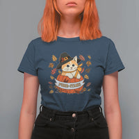 Funny Thanksgiving Cat Lover T Shirt For Women Purritans Pilgrim Puritans Hat - Wonder Print Shop