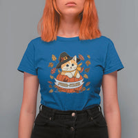 Funny Thanksgiving Cat Lover T Shirt For Women Purritans Pilgrim Puritans Hat - Wonder Print Shop