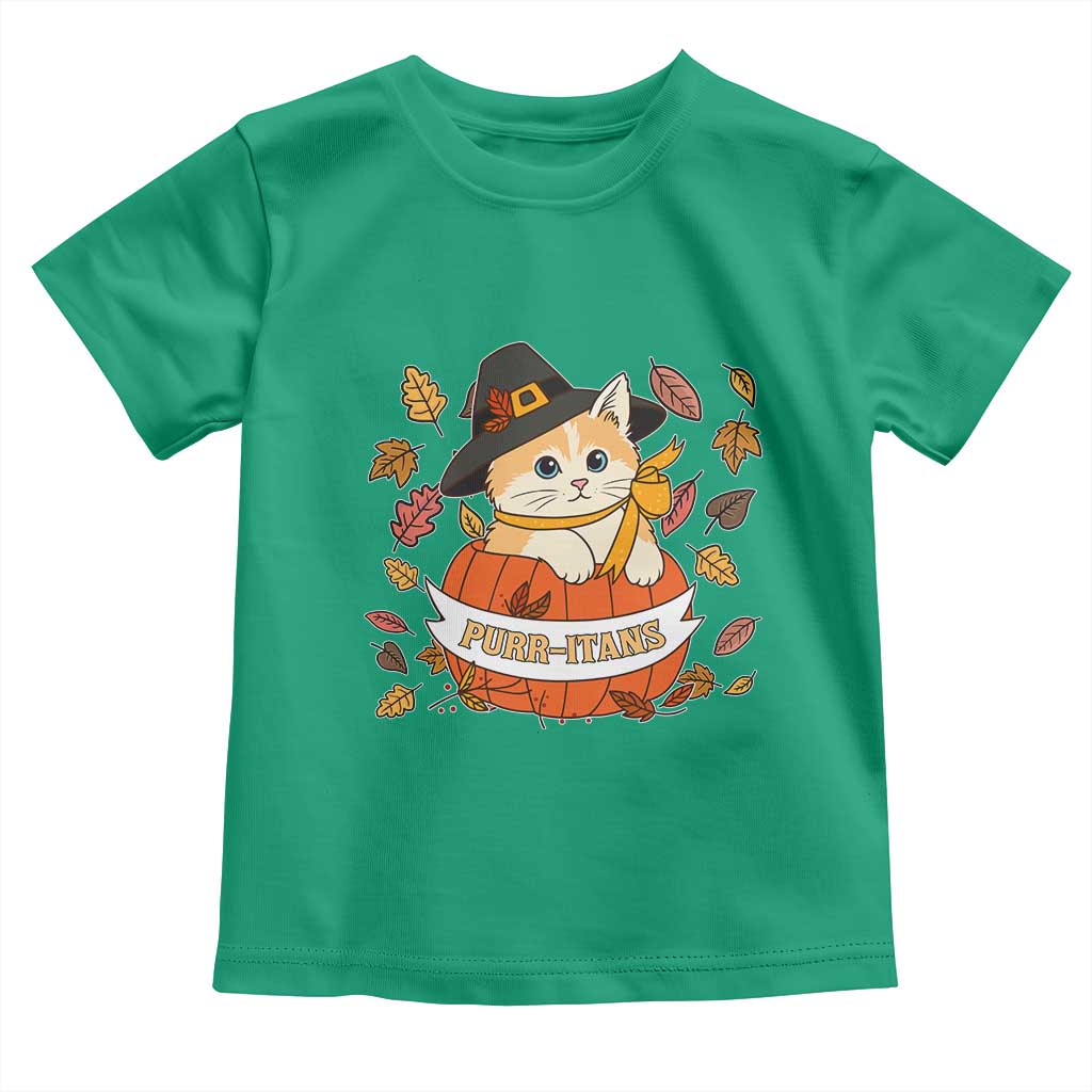 Funny Thanksgiving Cat Lover Toddler T Shirt Purritans Pilgrim Puritans Hat - Wonder Print Shop