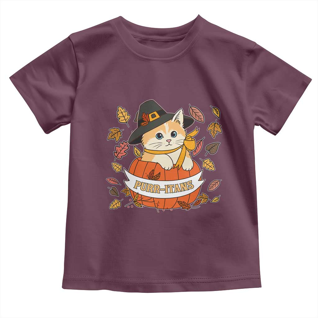 Funny Thanksgiving Cat Lover Toddler T Shirt Purritans Pilgrim Puritans Hat - Wonder Print Shop