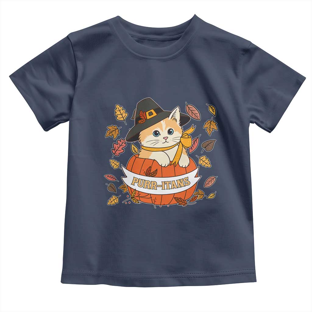Funny Thanksgiving Cat Lover Toddler T Shirt Purritans Pilgrim Puritans Hat - Wonder Print Shop