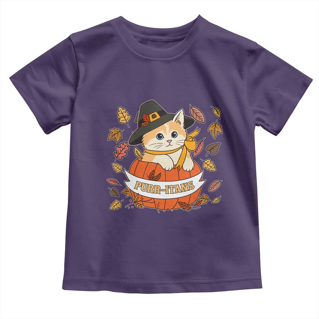 Funny Thanksgiving Cat Lover Toddler T Shirt Purritans Pilgrim Puritans Hat - Wonder Print Shop