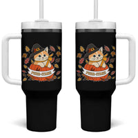 Funny Thanksgiving Cat Lover Tumbler With Handle Purritans Pilgrim Puritans Hat - Wonder Print Shop