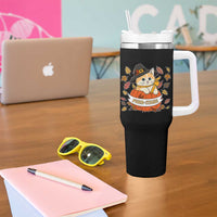 Funny Thanksgiving Cat Lover Tumbler With Handle Purritans Pilgrim Puritans Hat - Wonder Print Shop