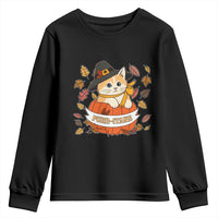 Funny Thanksgiving Cat Lover Youth Sweatshirt Purritans Pilgrim Puritans Hat - Wonder Print Shop