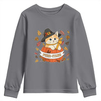 Funny Thanksgiving Cat Lover Youth Sweatshirt Purritans Pilgrim Puritans Hat - Wonder Print Shop