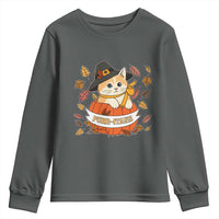 Funny Thanksgiving Cat Lover Youth Sweatshirt Purritans Pilgrim Puritans Hat - Wonder Print Shop