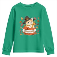 Funny Thanksgiving Cat Lover Youth Sweatshirt Purritans Pilgrim Puritans Hat - Wonder Print Shop