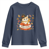 Funny Thanksgiving Cat Lover Youth Sweatshirt Purritans Pilgrim Puritans Hat - Wonder Print Shop