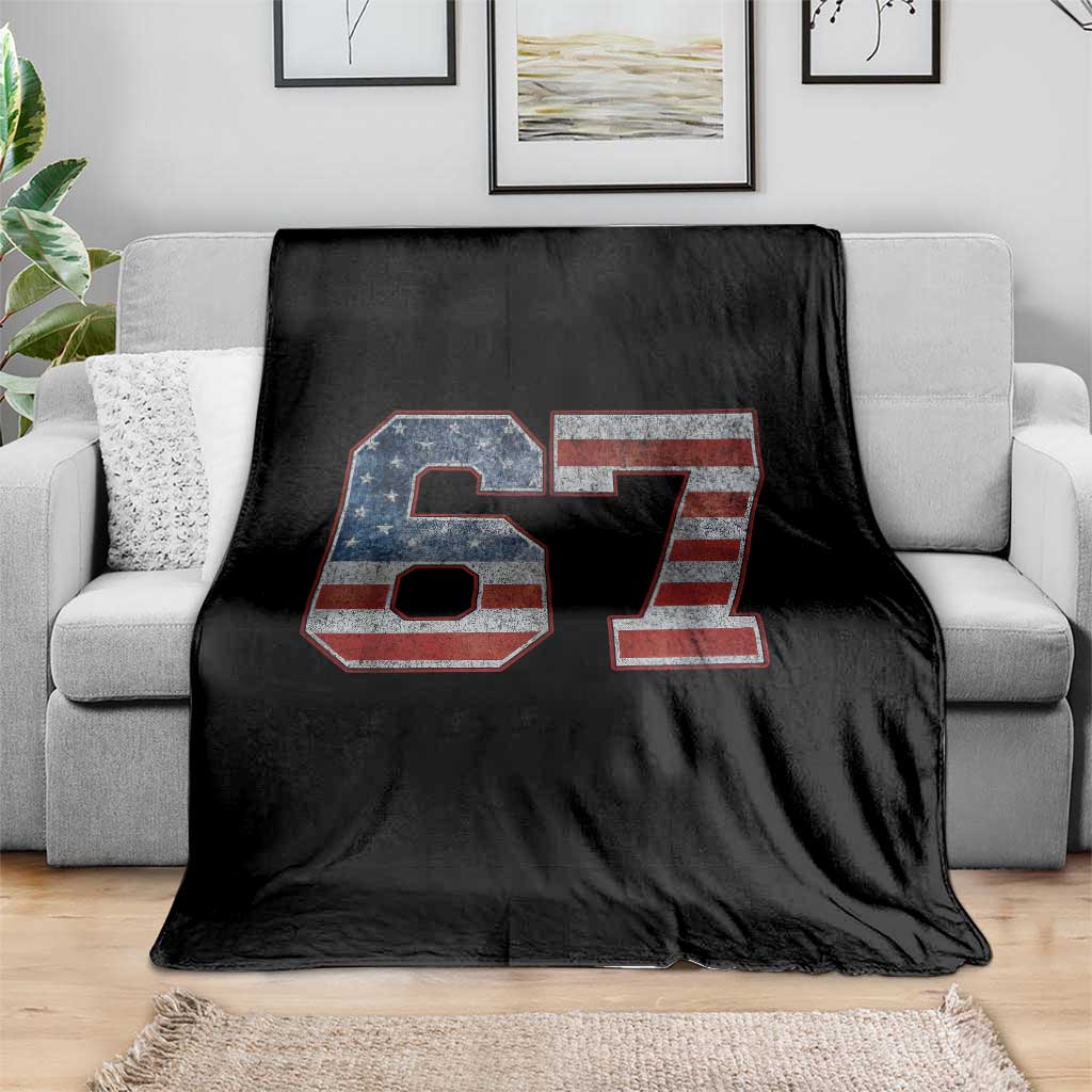Funny Six Seven 67 Meme Vintage American Flag Throw Blanket - Wonder Print Shop