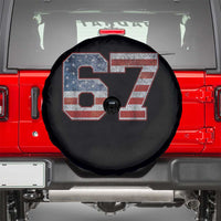 Funny Six Seven 67 Meme Vintage American Flag Spare Tire Cover - Wonder Print Shop