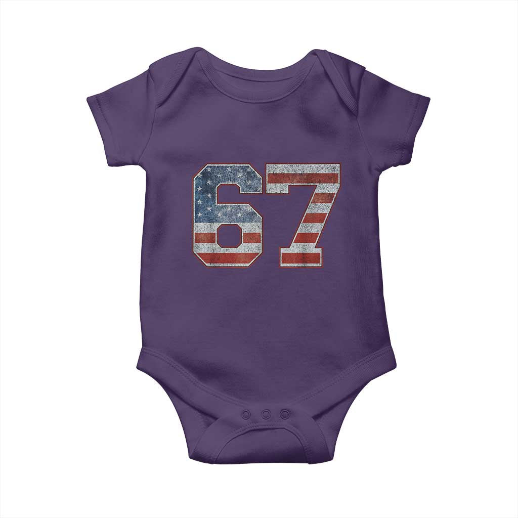 Funny Six Seven 67 Meme Vintage American Flag Baby Onesie - Wonder Print Shop